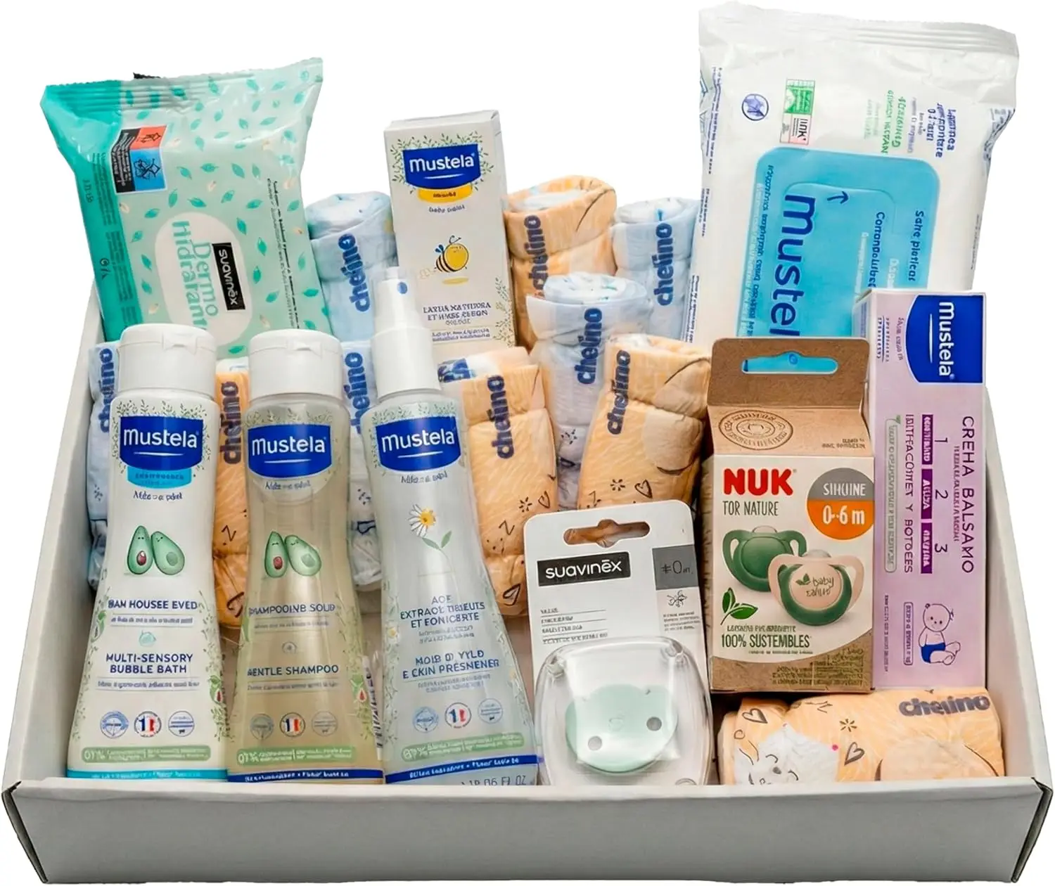 canastilla bebé recién nacido cesta regalo unisex niño niña kit higiene completo