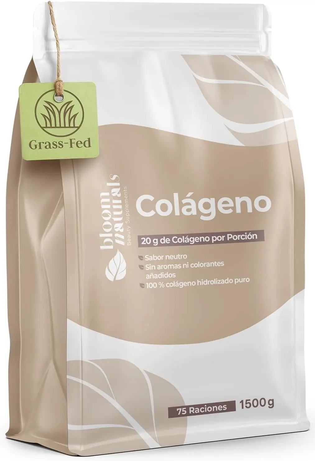 Bloom Naturals colágeno hidrolizado en polvo 1500g 1.5kg bovino puro sin aditivos