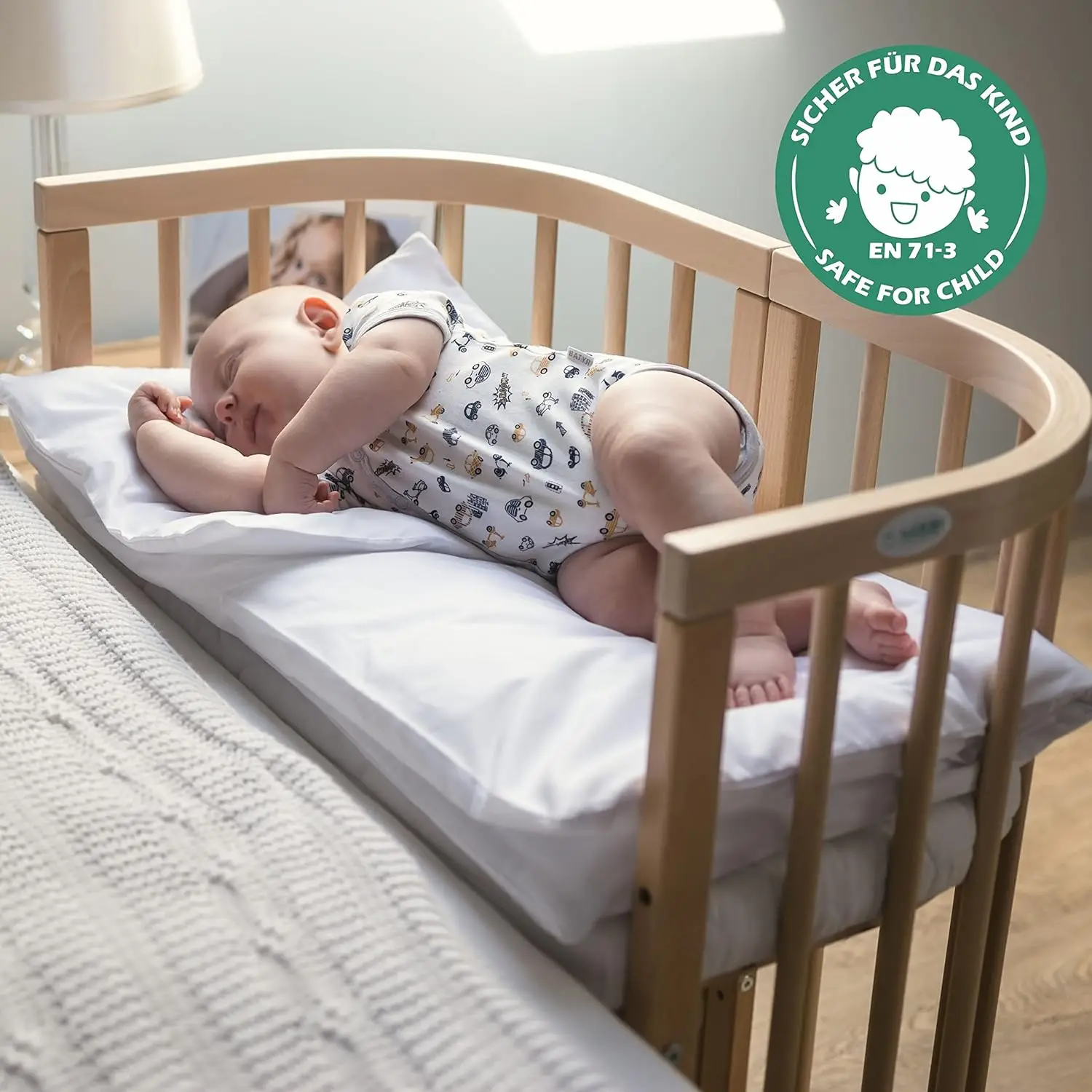 Waldin cuna móvil 7 en 1 madera colchón incluido crece con el niño somier 5 posiciones set completo tejidos gris