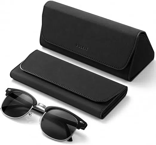 VULKIT funda gafas plegable cuero duro portátil