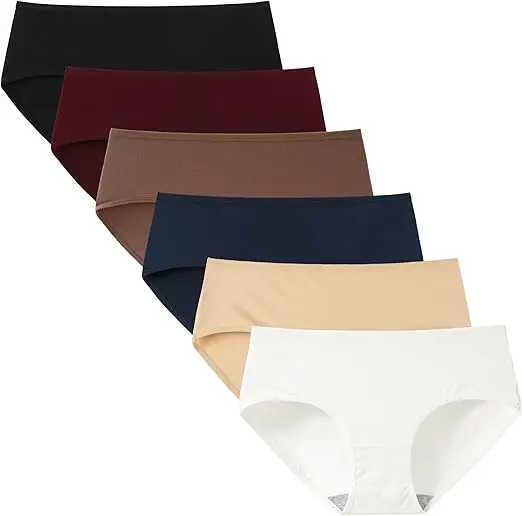 INNERSY bragas mujer algodón elástico culotte cintura media ropa interior cómodas suaves pack 6