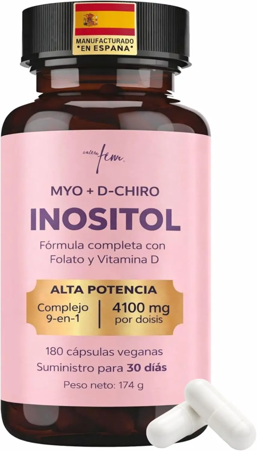Inositol Myo D-Chiro PCOS 4100mg función metabólica equilibrio hormonal bienestar psicológico folato zinc
