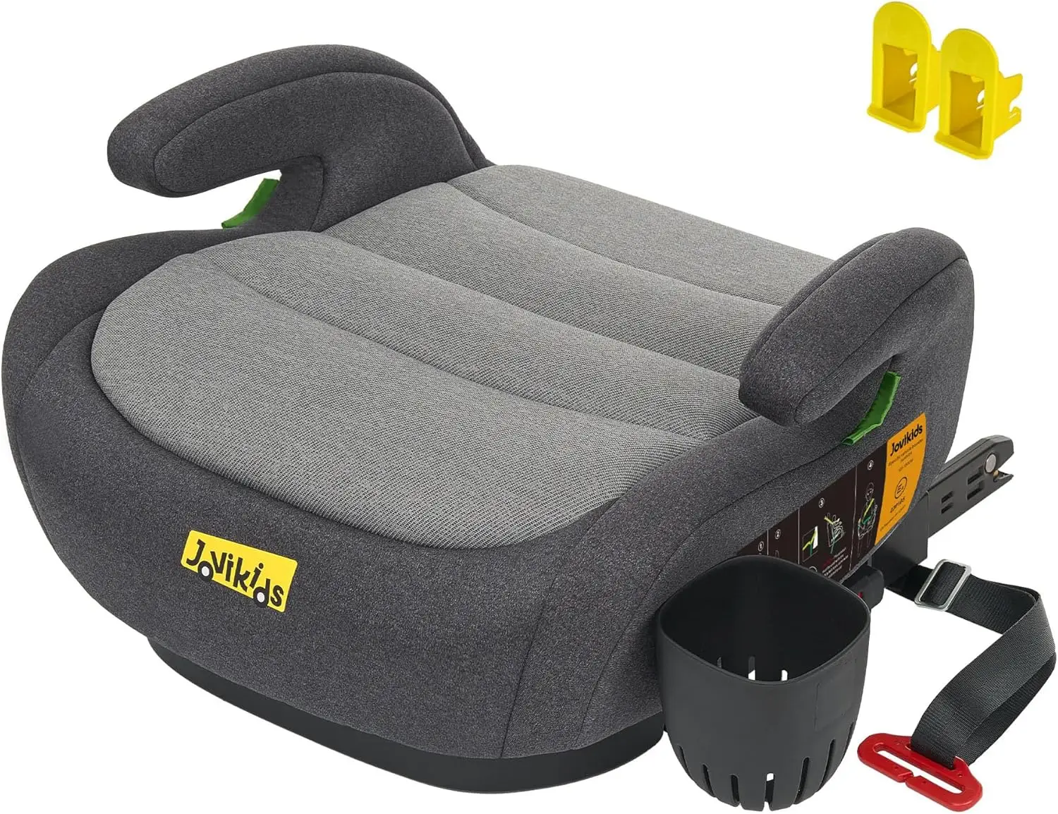 Jovikids alzador coche niño ISOFIX normativa R129 grupo 2 3 portavasos 125-150cm espuma gris