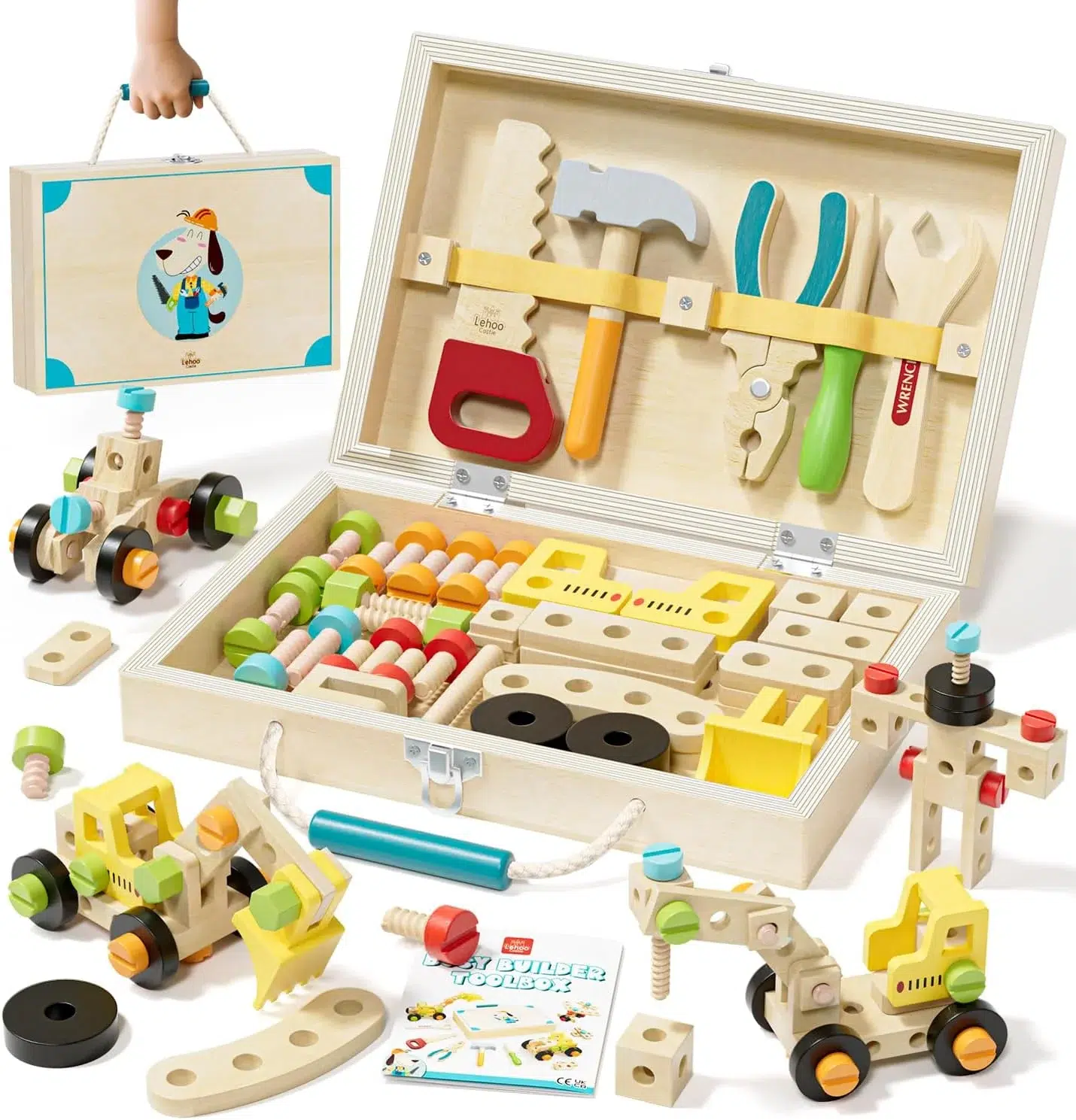 Lehoo Castle Montessori caja herramientas juguetes madera niños 3 4 años educativo regalo perrito