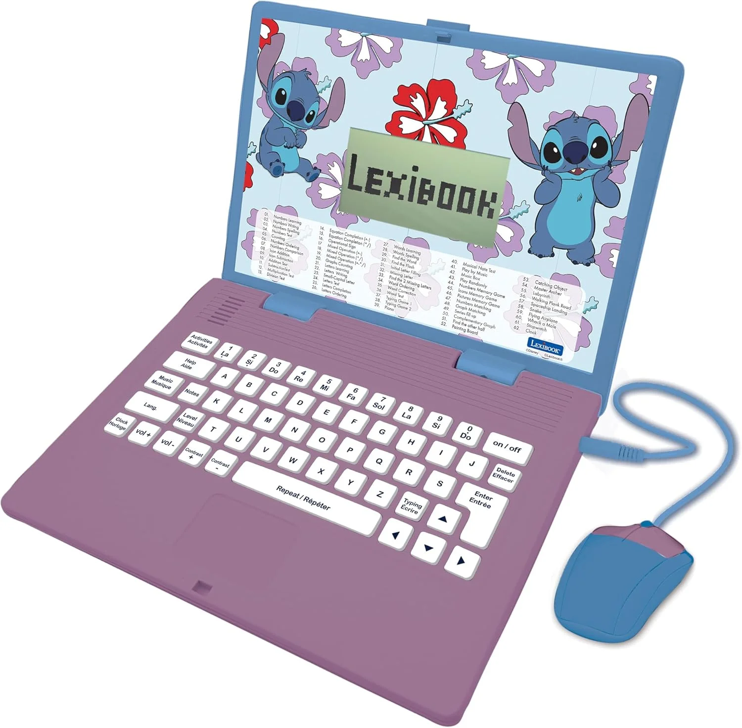 Lexibook Disney Stitch ordenador educativo bilingüe inglés español 124 actividades lenguaje niños