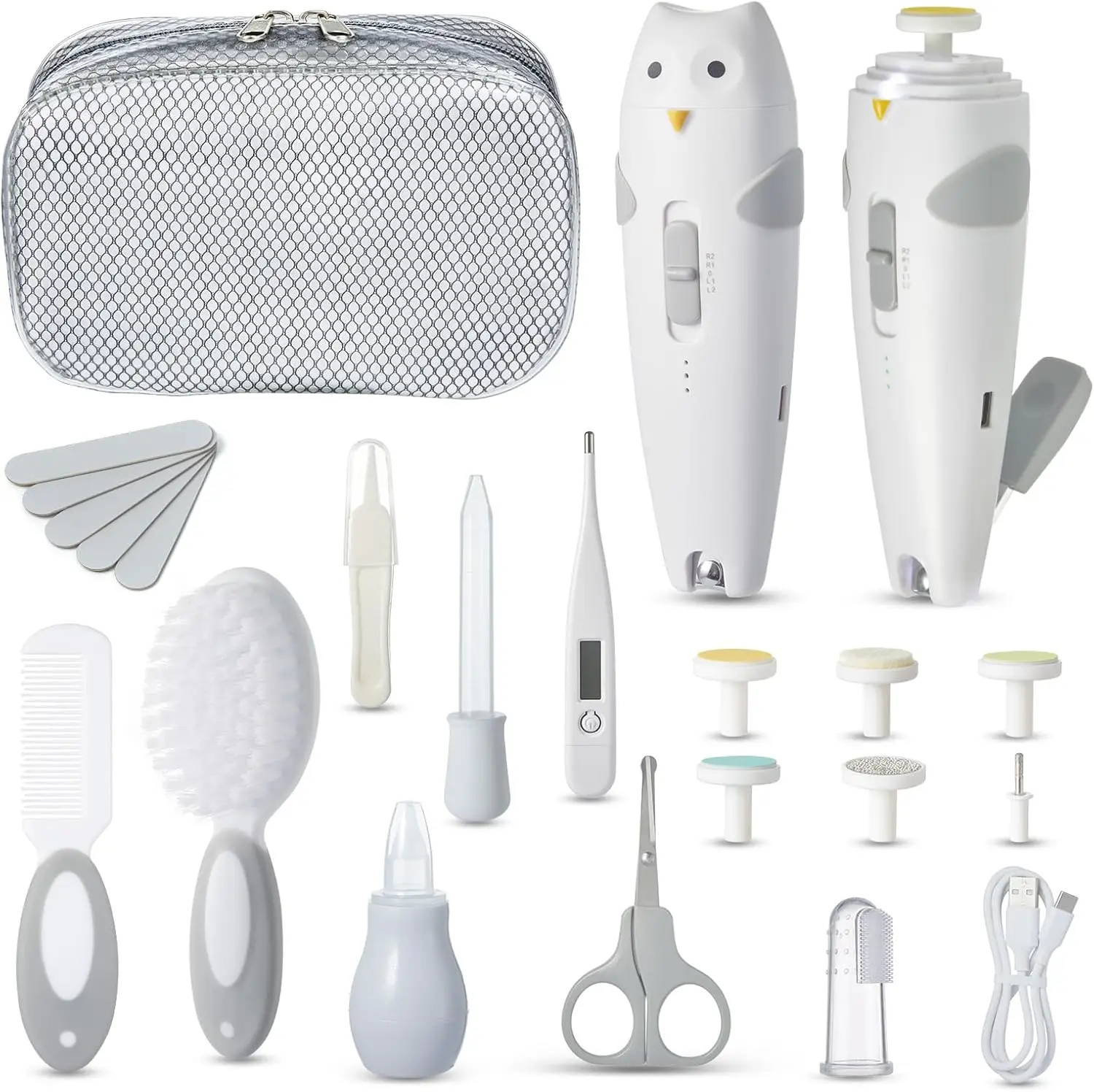 Lictin set cuidado bebé 26 en 1 cortaúñas eléctrico lima uñas iluminación