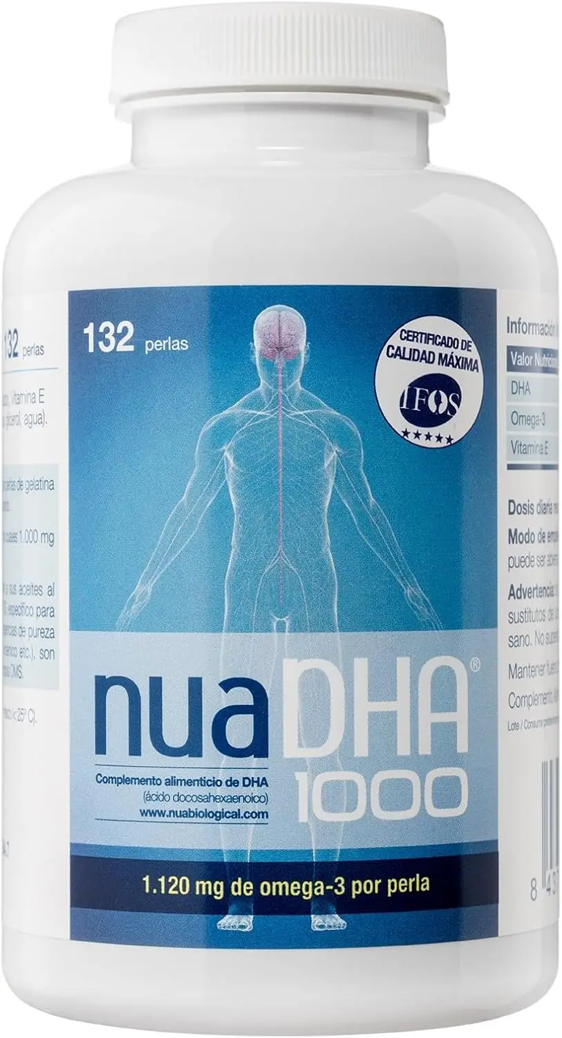 Nua Biological NuaDHA 1000 DHA puro ácido docosahexaenoico omega 3 marino pescado azul 132 cápsulas