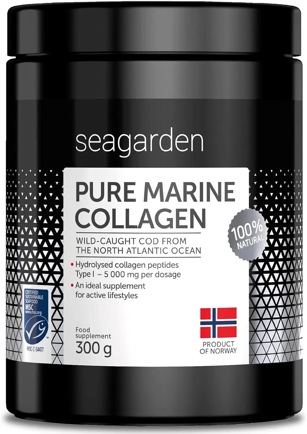 Seagarden colágeno marino puro noruego hidrolizado tipo I bacalao ártico salvaje 300g