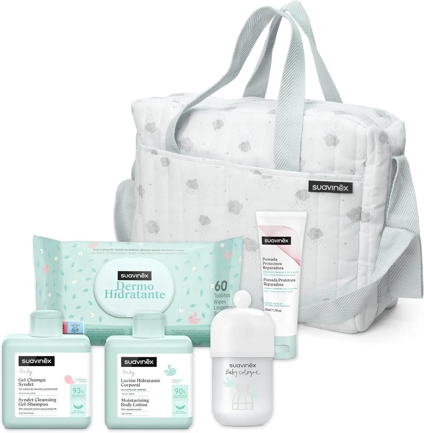 Suavinex bolso carro bebé con cosmética set regalo recién nacido higiene