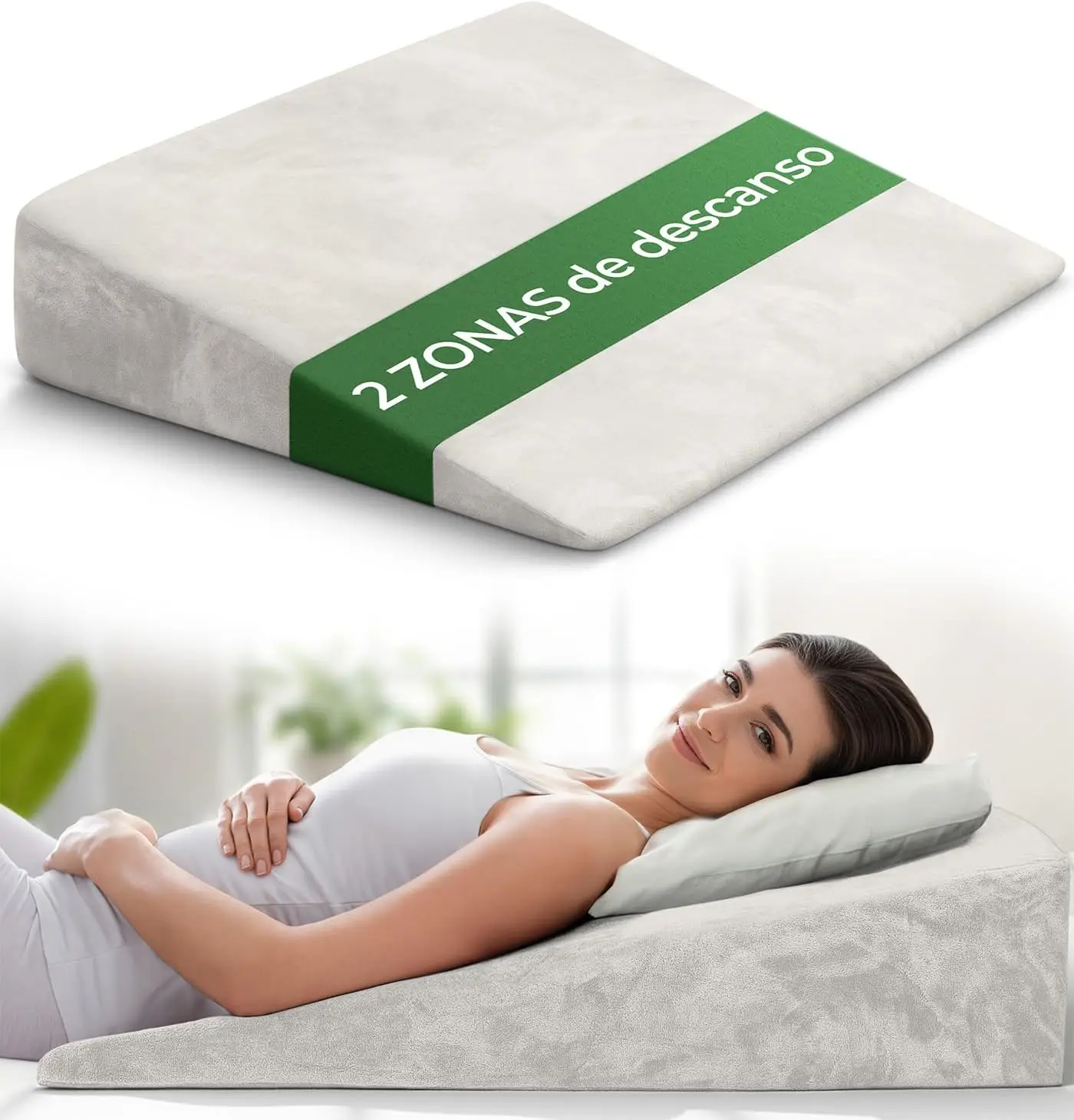 Well B4 cojín cuña ergonómico cama sofá 2 zonas reclinación antirreflujo