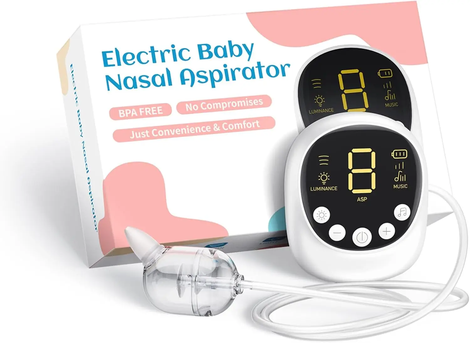 X-Bosak aspirador nasal eléctrico grado hospitalario bebé 9 niveles succión ajustable recargable luz nocturna