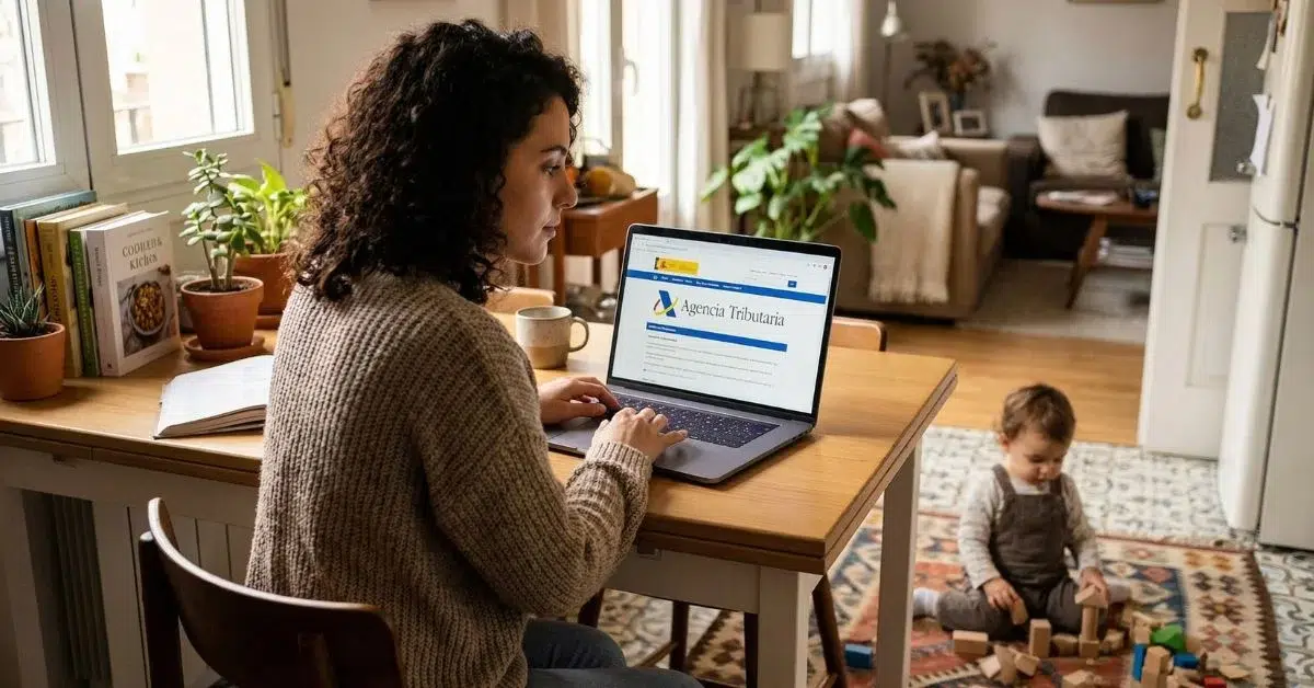 Pantalla de la sede electrónica de la Agencia Tributaria mostrando la casilla del cheque guardería en la declaración de la renta 2026