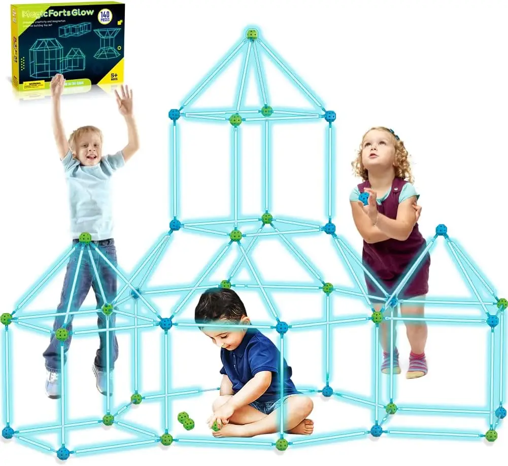 Kit construcción cabañas 140 piezas brillan oscuridad Air Forts niños salón familia