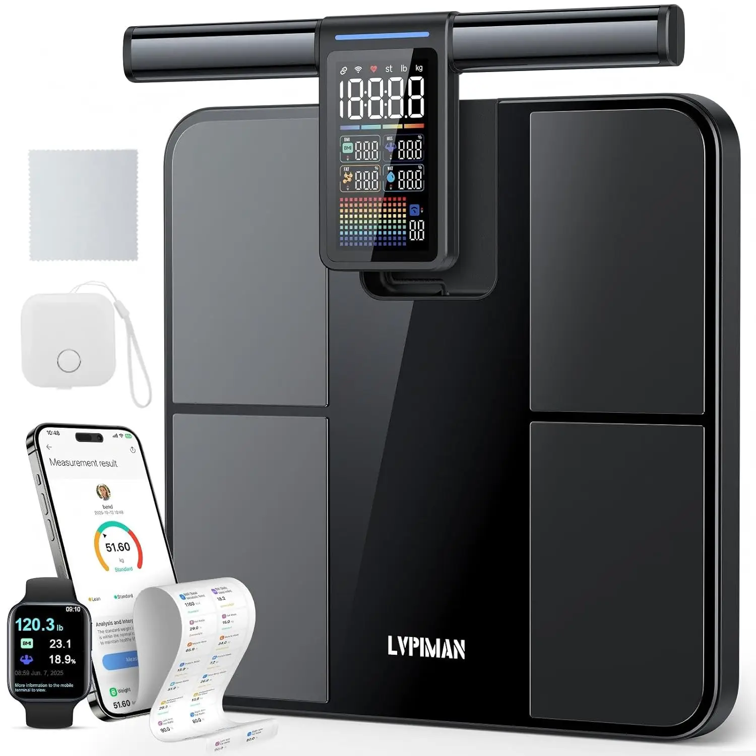 Báscula inteligente LVPIMAN Bluetooth app seguimiento diario multi-usuario