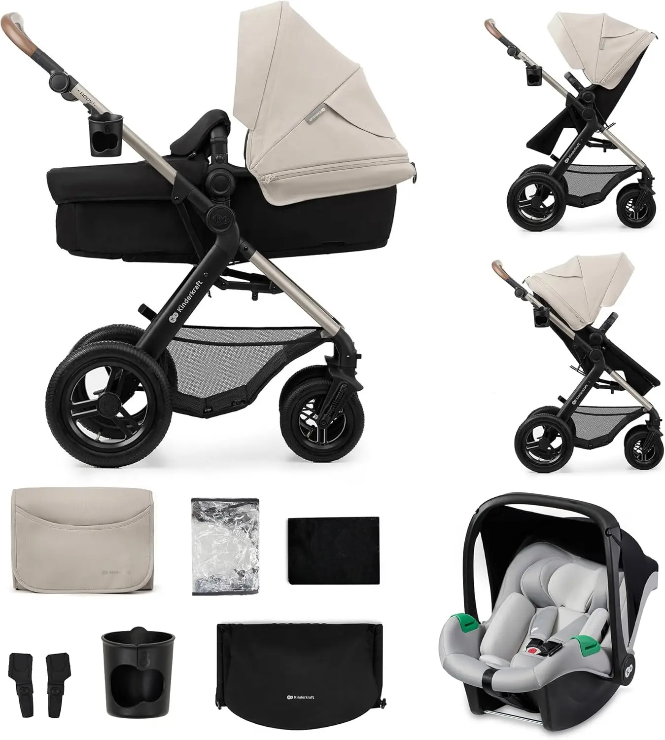 Kinderkraft MOOV 2 AIR carrito 3 en 1 ruedas inflables todoterreno