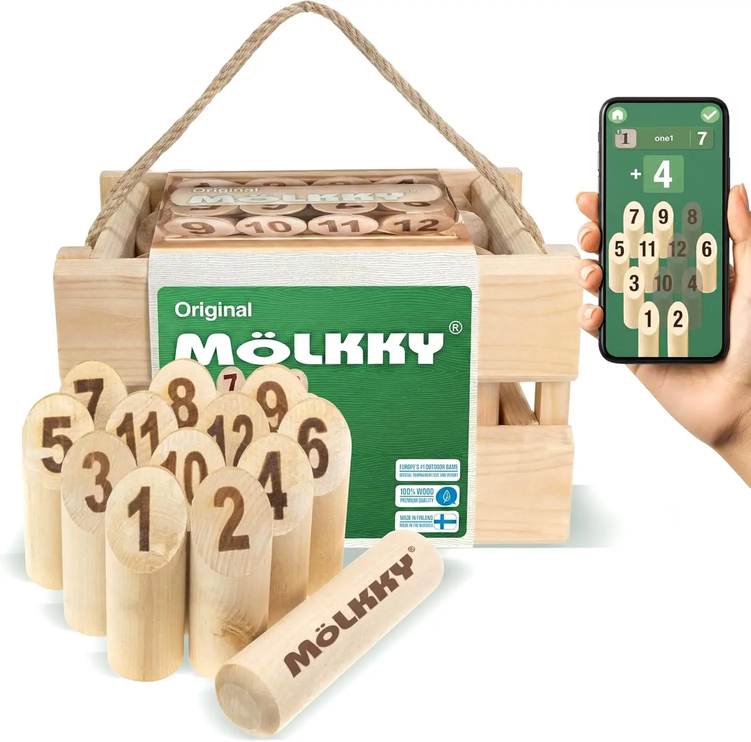 Mölkky original juego bolos madera exterior jardín picnic playa ocio familiar
