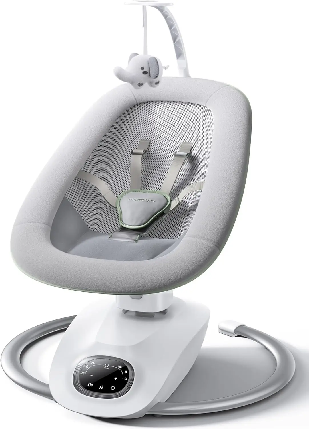 Momcozy CocoSway hamaca bebé eléctrica hasta 9kg con asiento giratorio 180° y control remoto para relevo materno
