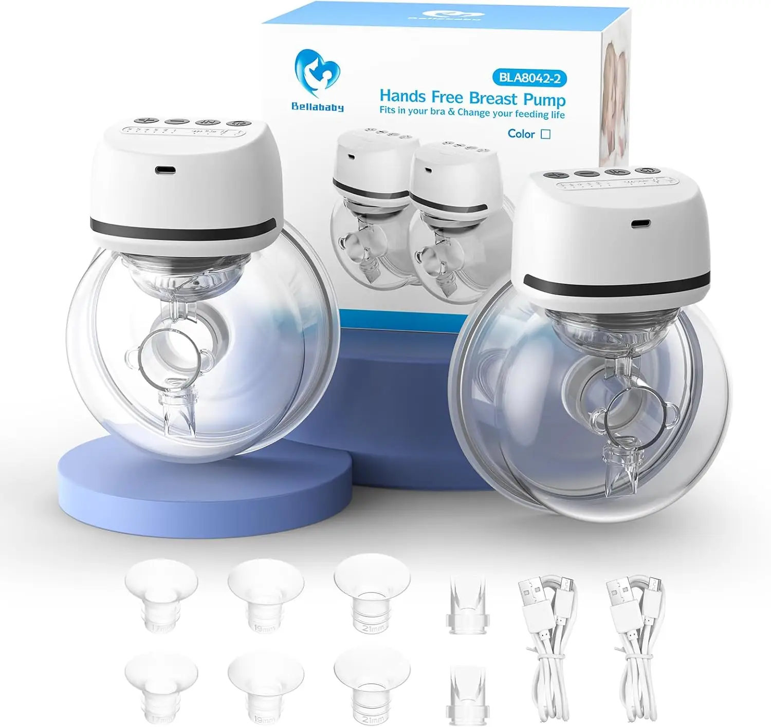 Sacaleches eléctrico doble manos libres Bellababy para lactancia materna