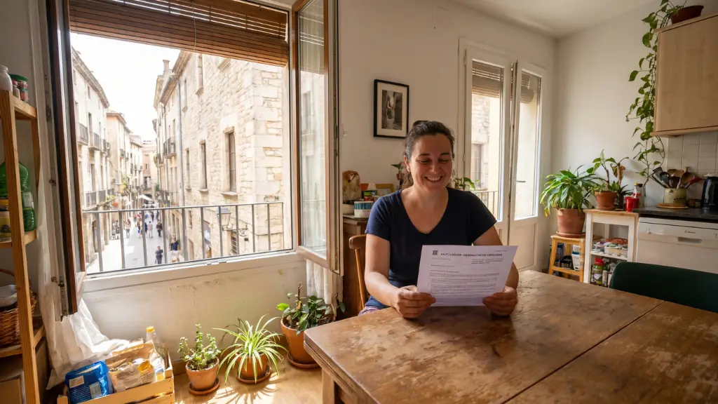 Madre aliviada tras recibir la confirmación de las ayudas de alquiler y urgencia de los Servicios Sociales de Girona