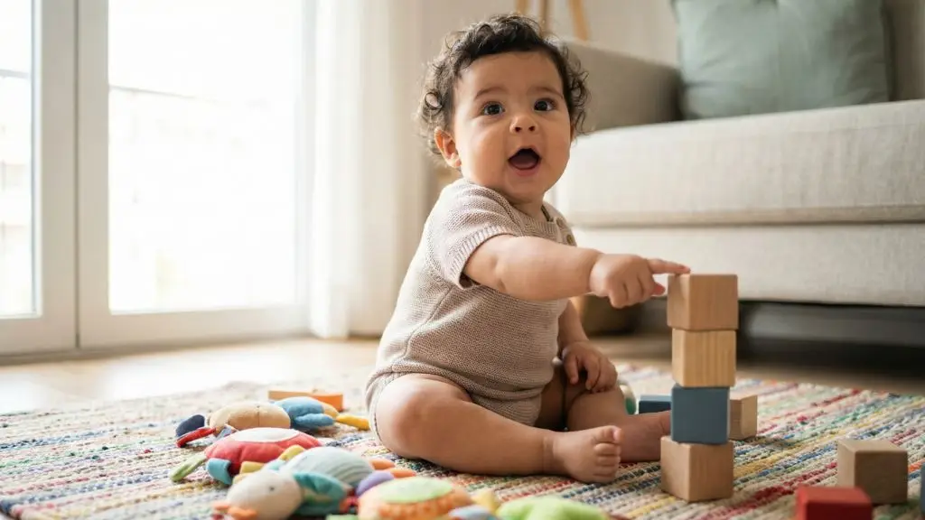 Bebé balbuceando — comunicación temprana y desarrollo del lenguaje en recién nacidos