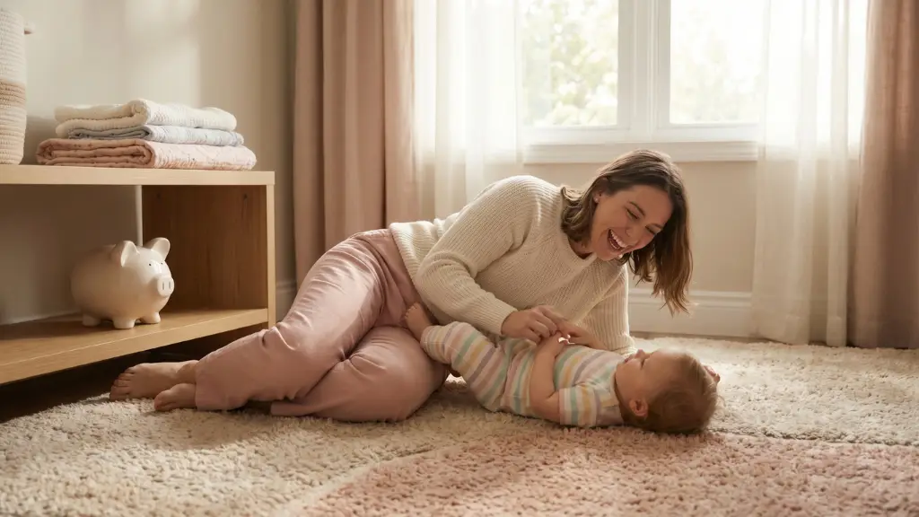 Madre con su bebé beneficiarios de los 115 euros de la ayuda a la infancia