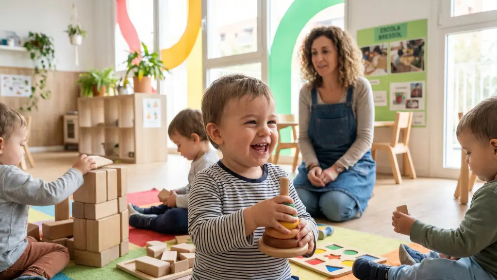 Niños jugando en una Escola Bressol Municipal de Barcelona con sistema de tarificación social para familias