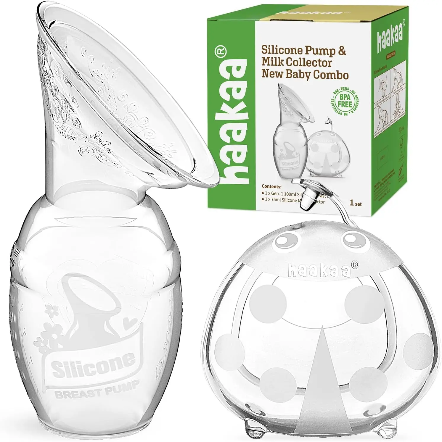 haakaa extractor manual de silicona 100ml con recolectoras de leche materna