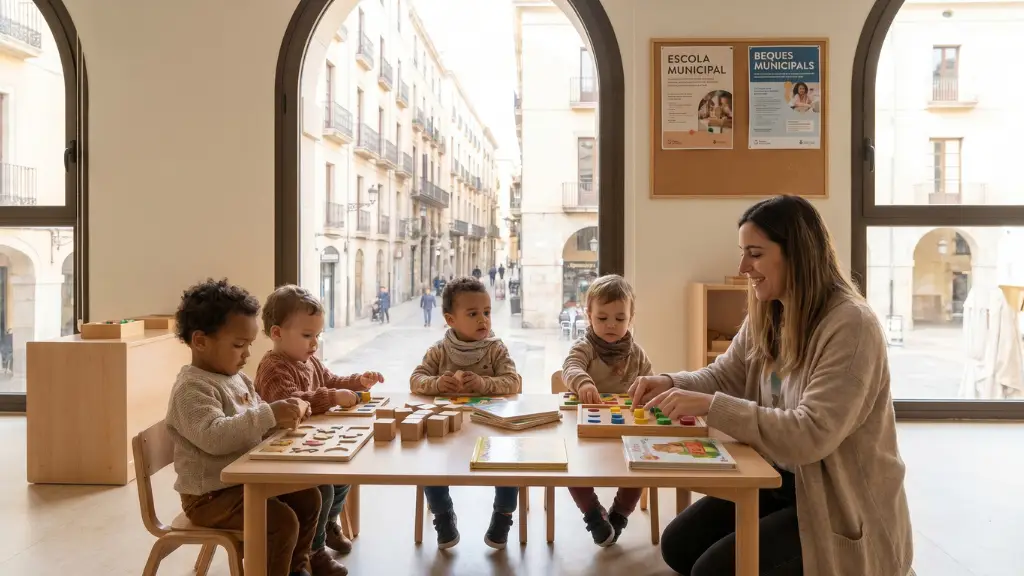 Niños pequeños jugando felices en una Llar d'Infants Municipal de Tarragona, financiada con ayudas del Ayuntamiento