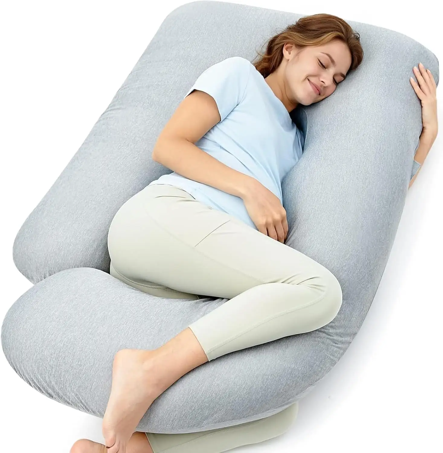 momcozy almohada embarazadas funda refrigerante cojín forma U cuerpo completo 145cm espalda vientre piernas