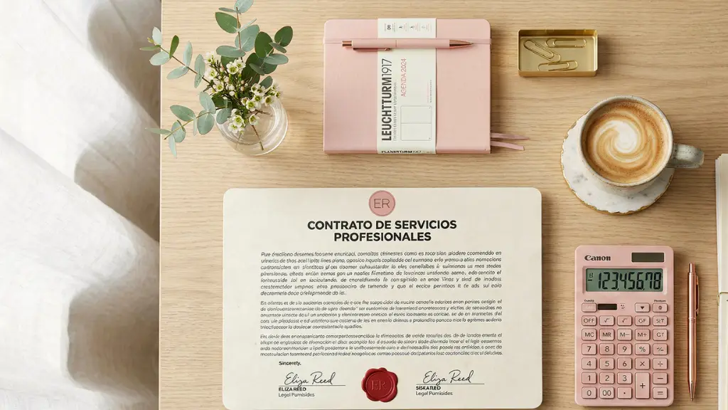 Documentación legal y calculadora preparando trámites en el INSS