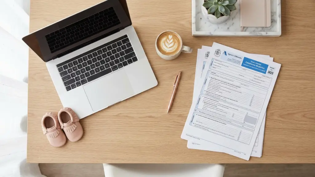 Documentación y portátil para tramitar el Modelo 140 de la renta crianza en la Agencia Tributaria