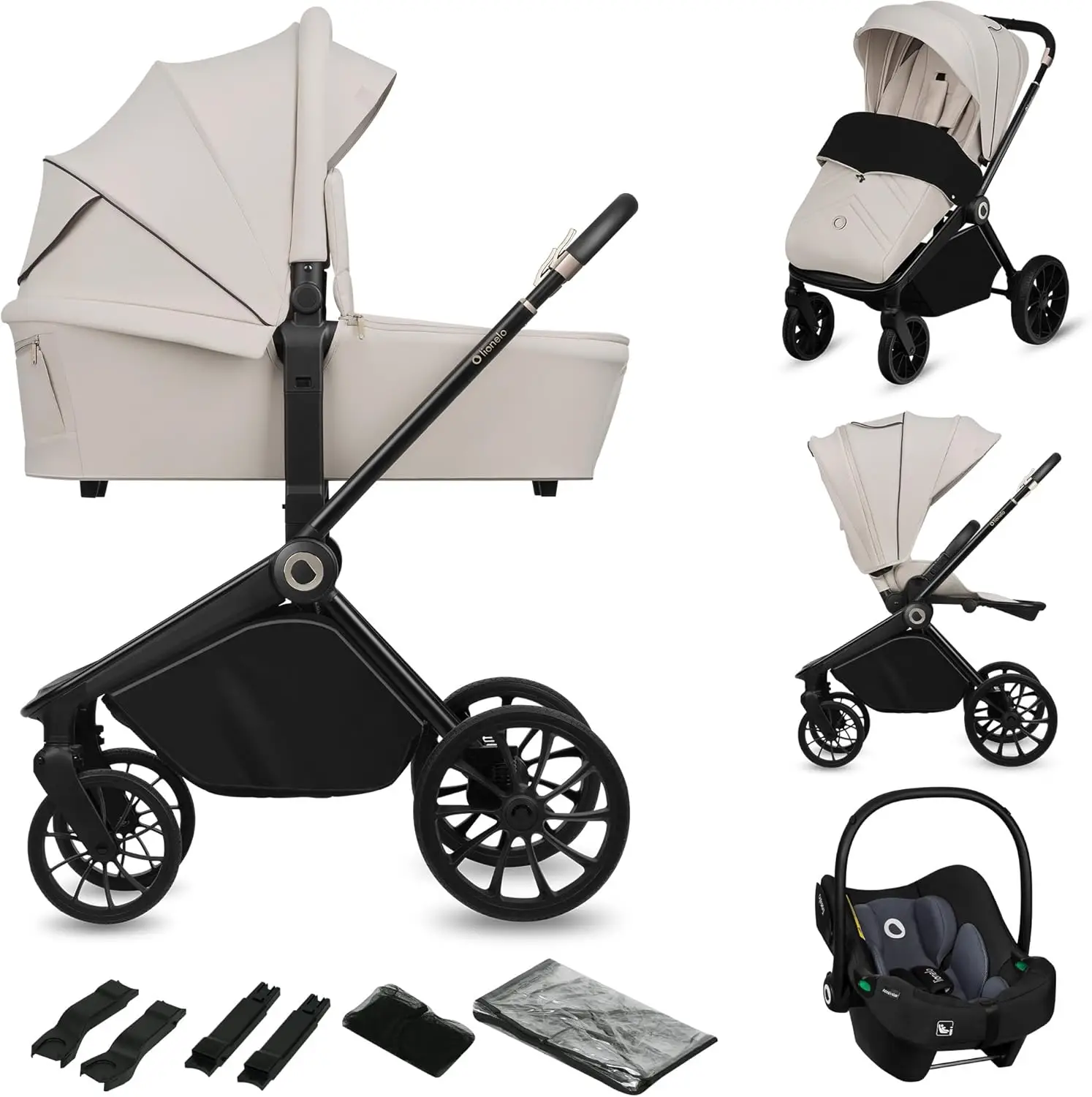 Cochecito de bebé LIONELO MIKA PLUS 3 en 1 color gris