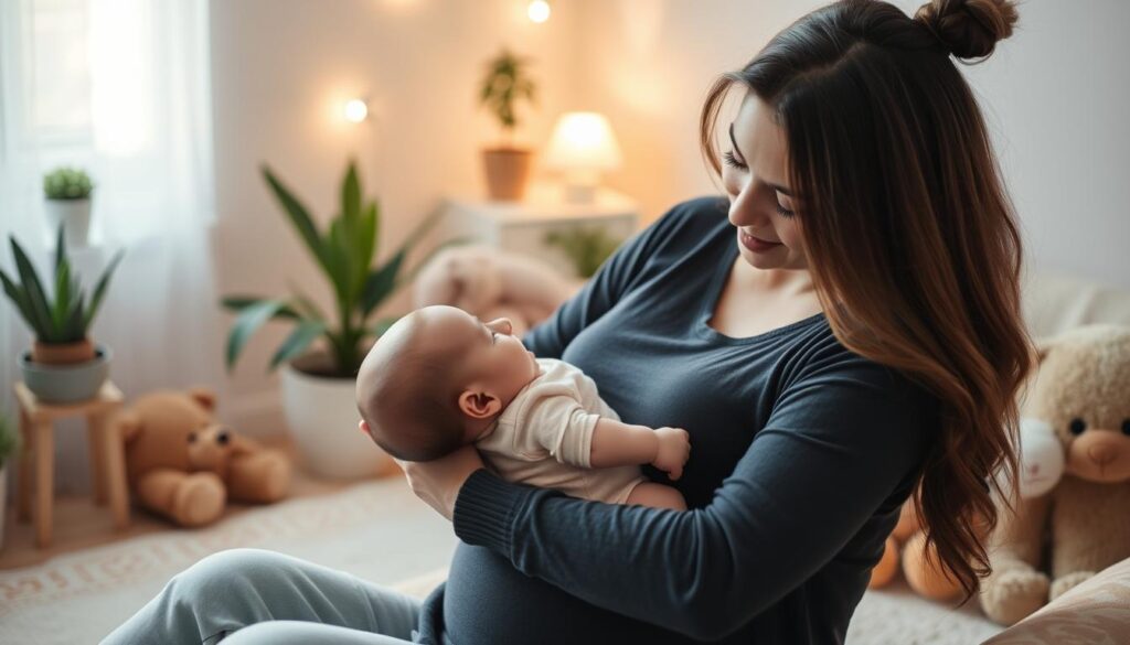 Madre primeriza con bebé Madre primeriza con bebé