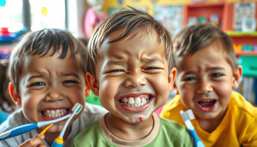 niños con dientes picados