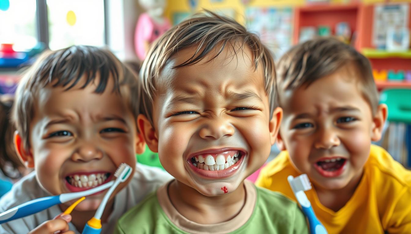 niños con dientes picados