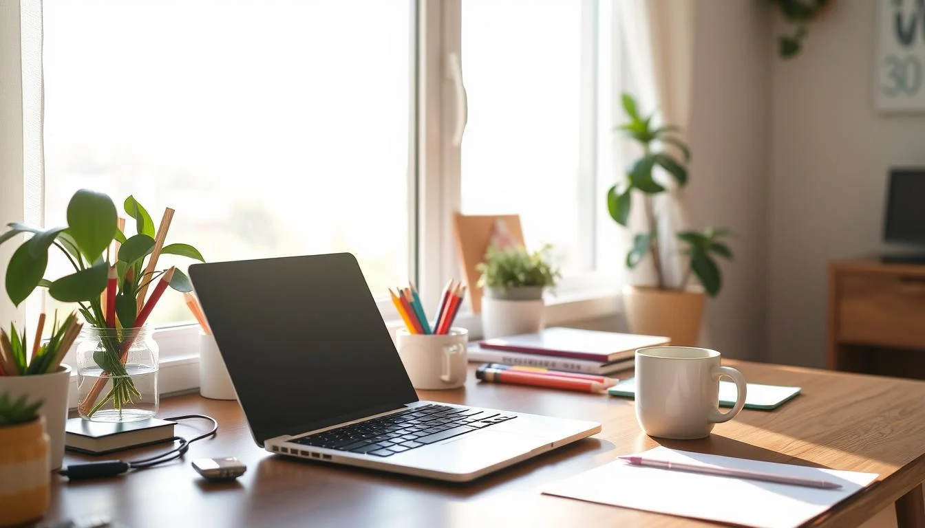 Persona trabajando desde casa mientras revisa compatibilidad con subsidios del SEPE