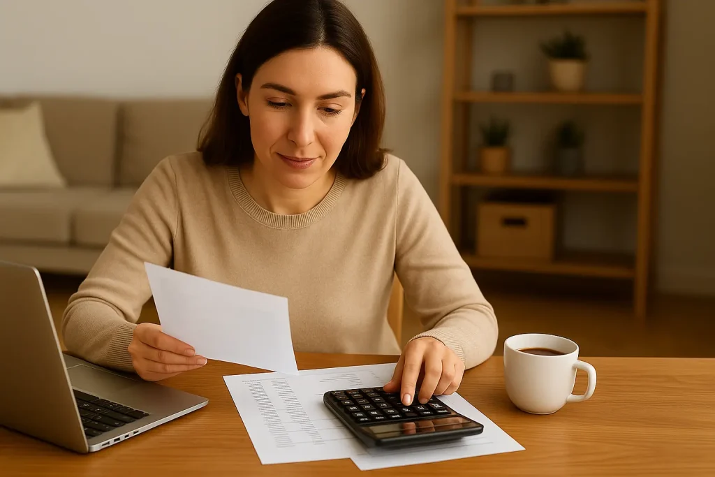 Mujer revisando su pensión de incapacidad permanente 2025 y calculando subida