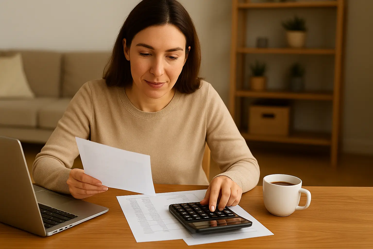Autónoma gestionando documentación para solicitar bonificaciones en la cuota de Seguridad Social