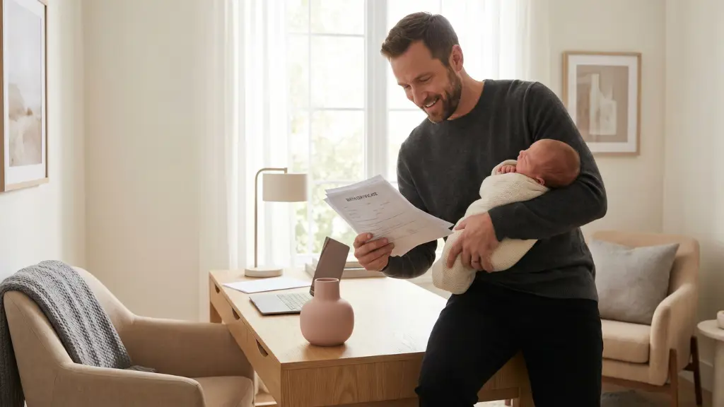 Padre gestionando el nuevo permiso de paternidad de 19 semanas en 2026