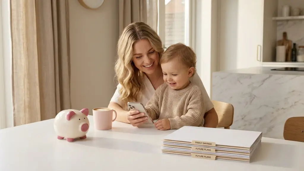 Madre calculando los requisitos de la prestación universal por crianza 2026 de 200 euros al mes